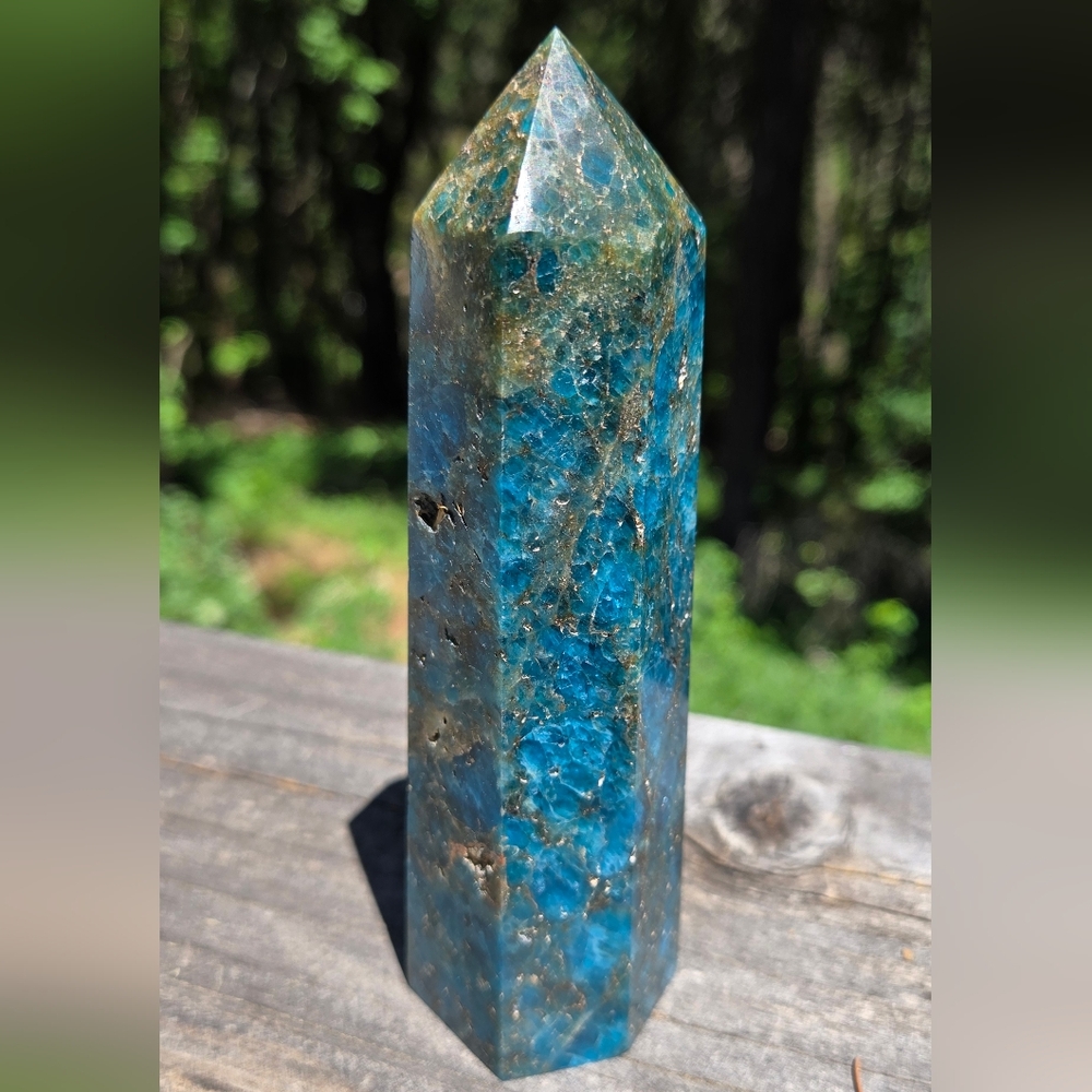 Natural RARE Garden Rutilated Apatite 5" Pillar - Picture 3 of 8